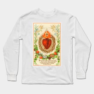 Sacred Heart holy card Long Sleeve T-Shirt